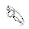 Silver Ring Blank 5x7 mm Oval Prong Setting Decorative Side Fine 925 Jewelry Blanks (10.0) view 1