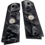 1911 Black Pearl Acrylic Full-Size Gun Grips with Silver Colt Medallions