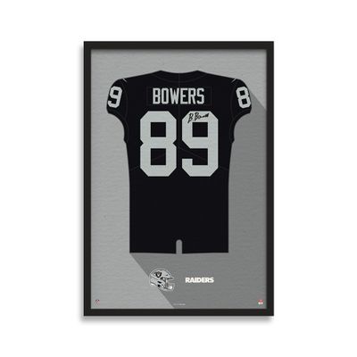 Sporticulture NFL American Football Las Vegas Raiders - Brock Bowers-Adams Jersey Print Framed Wall Art Picture Poster for Boys Bedroom and Man Cave Decor - Ready to Hang, Black 19.5" x 25", Medium