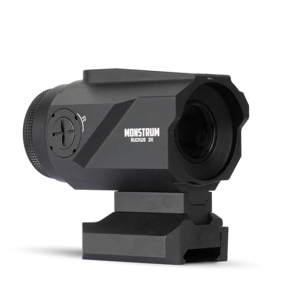 Monstrum Ruckus (e) 3X Prism Scope with Electronic Button Control and Shake Awake | DX1 Reticle