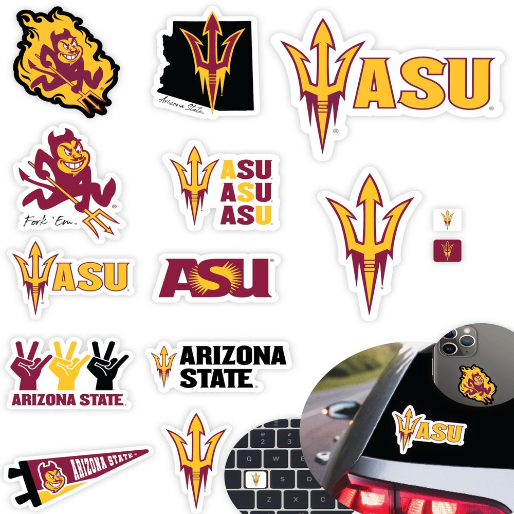 Arizona State Stickers for Gift, Car, Water Bottle, Laptop, and Phone for Sun Devils Football Fans and University Graduates (Arizona State Sun Devils)