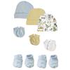 Bambini NC-0211 Baby Boy Caps with Infant Mittens & Booties White & Blue - Preemie - Pack of 8, White/Yellow/Blue view 1