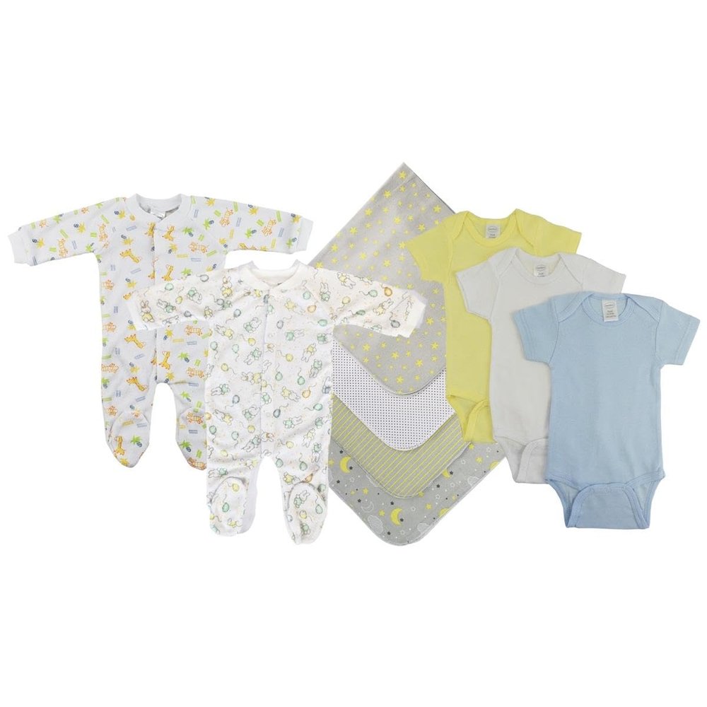 Bambini NC-0549S Unisex Baby 9 Piece Layette Sets White & Yellow - Small