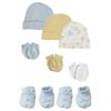 Bambini NC-0207 Baby Boy Caps with Infant Mittens & Booties White & Blue - Preemie - Pack of 8 view 1