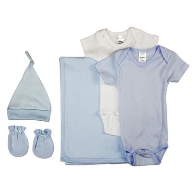 Bambini LS-0003 Newborn Baby Boy 5 Piece Layette Set White & Blue