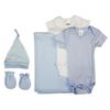 Bambini LS-0003 Newborn Baby Boy 5 Piece Layette Set White & Blue view 1