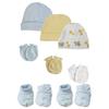 Bambini NC-0223 Baby Boy Caps with Infant Mittens & Booties White & Blue - Preemie - Pack of 8 view 1