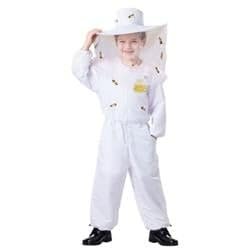212 Main Bee Keeper Jumpsuit Costume & Hat with Attached Veil White - Small