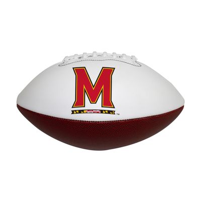 Logo Brands NCAA Maryland Terrapins Official Size Autograph Football - Smooth White Panel for Nil Signatures, Display, or Nil Collecting NCAA Fan Memorabilia