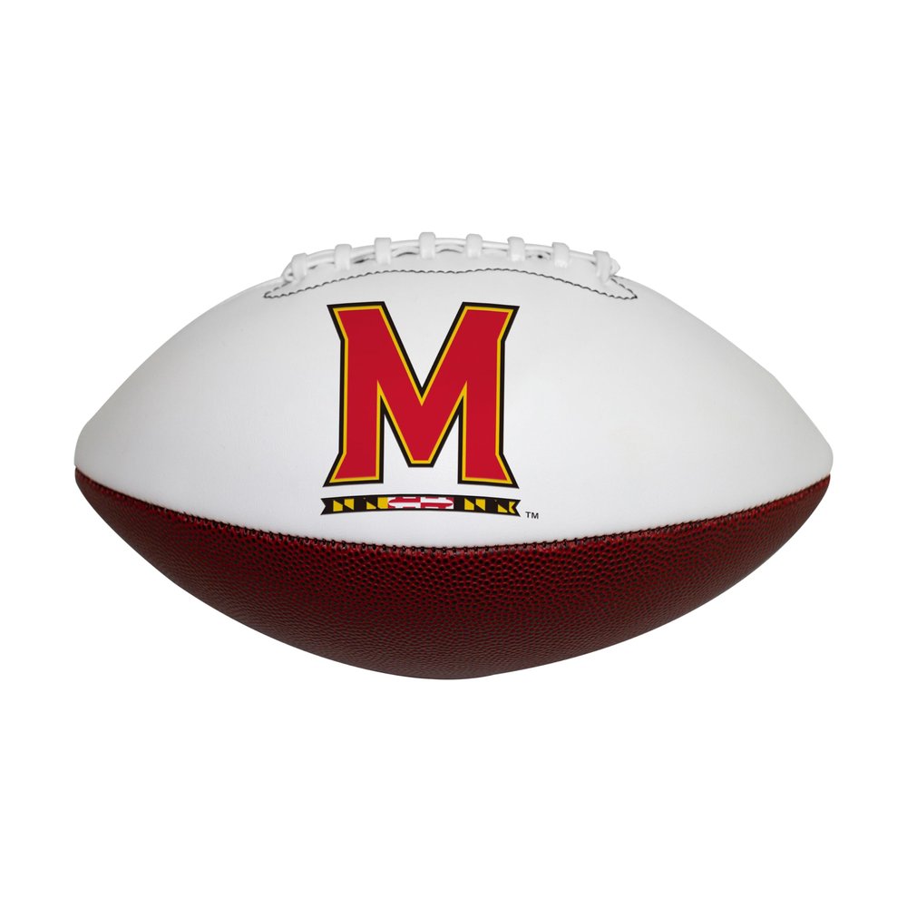 Logo Brands NCAA Maryland Terrapins Official Size Autograph Football - Smooth White Panel for Nil Signatures, Display, or Nil Collecting NCAA Fan Memorabilia