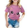 Big Girls Outfits Girls Summer Loose Casual Trendy Cute Cat Printed Short Sleeve T Shirt Top Girls (Pink, 18-24 Months) view 3