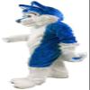 Eamior Blue Wolf Mascot Costume Adult Size for Men & Women with Built-in Fan Inside the Head view 2