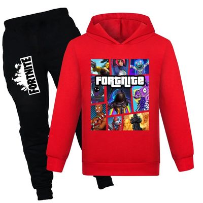 LONGYiKD Boy's Tracksuit Cotton Pullover Hoodie Kids Jogging Sportwear Clothes Set 2 Pieces Game Outfits for Girls (US, Age, 9 Years, 10 Years, Red)