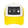 1 Cross 3 Nails 4 Given Christian Cross Trucker Hat - Mesh Baseball Snapback Cap for Men Or Women Outdoors Yellow view 2