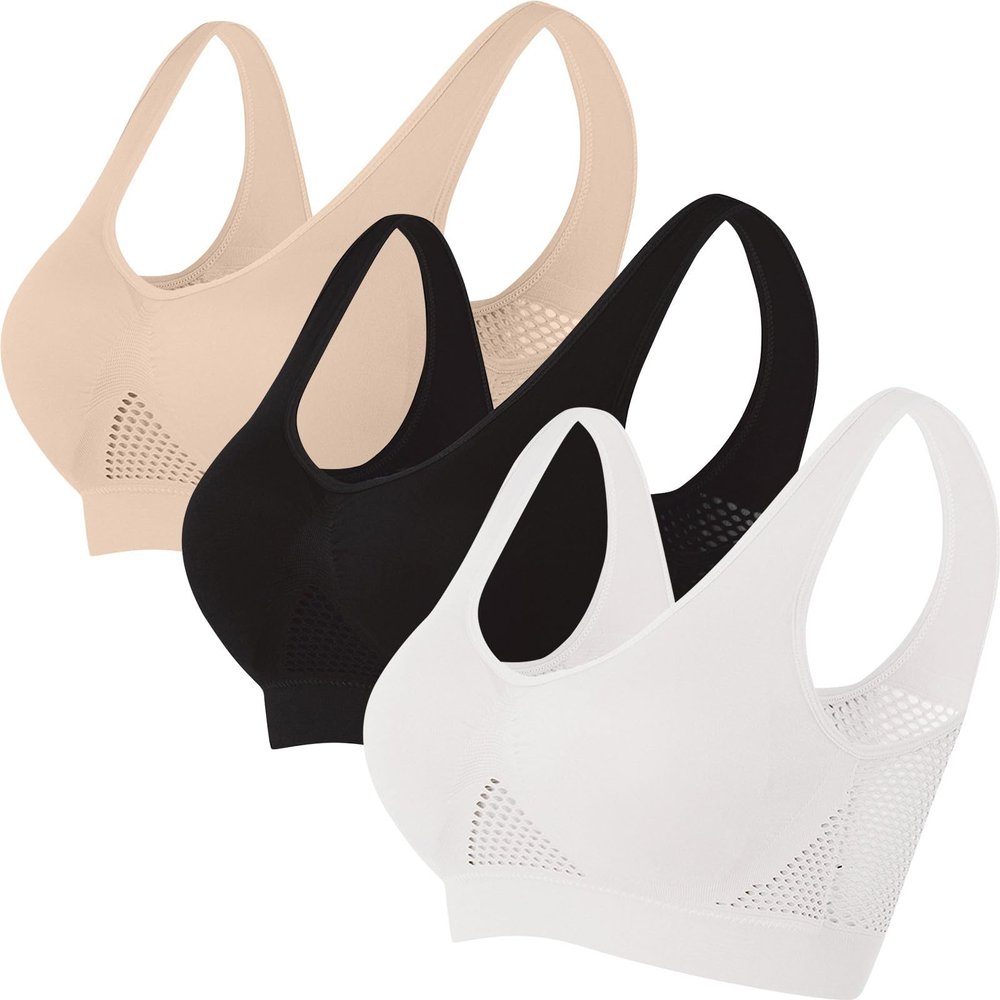 3 Packs Breathable Liftup Air Bra for Women Comfort Cool Sports Bras Sagging Breasts Wireless Push Up Bralettes