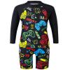 TFJH E One Piece Boys Long Sleeve Swimsuits Kids Rash Guard Suit UV 50+ Bathing Suits Zip Black Game Long 128/134 view 1