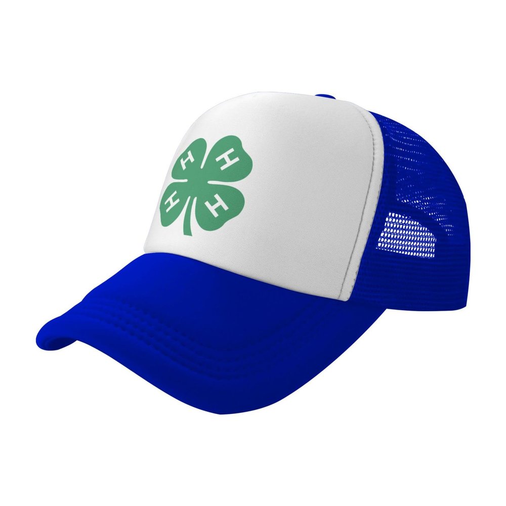 4-H Clover Trucker Hat - Mesh Baseball Snapback Cap for Men Or Women Outdoors Blue