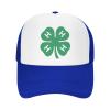4-H Clover Trucker Hat - Mesh Baseball Snapback Cap for Men Or Women Outdoors Blue view 2