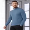 CRYSULLY Men's Turtleneck Sweater Long Sleeve Lightweight Knitted Thermal Pullover Sweater for Spring Fall Winter Blue Grey L view 3