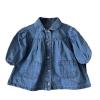 Baby Girls Denim Ruched Long Sleeve T-Shirt Tops Dress Clothing Toddler Autumn Winter Fashion (Dark Blue, 2-3 Years) view 1