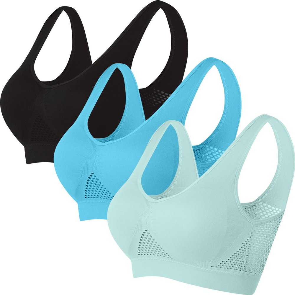 3 Packs Breathable Liftup Air Bra for Women Comfort Cool Sports Bras for Sagging Breasts Wireless Push Up Bralettes