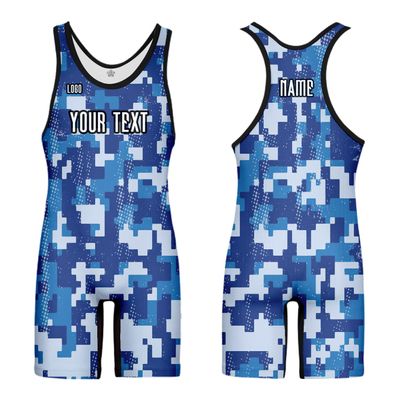 DIYUME Custom Camouflage Wrestling Singlets Sport Bodysuit Active Jumpsuits Make Your Design
