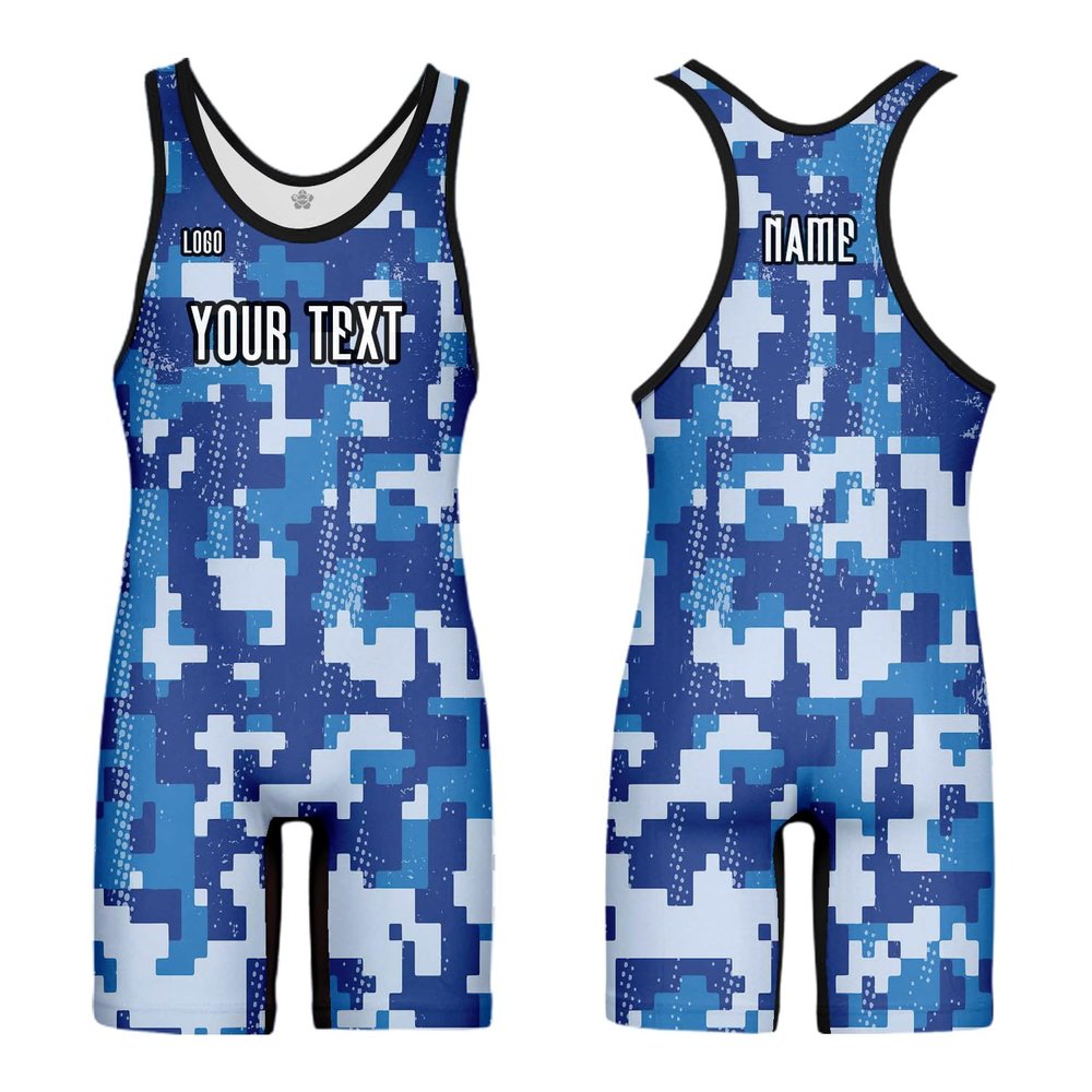 DIYUME Custom Camouflage Wrestling Singlets Sport Bodysuit Active Jumpsuits Make Your Design