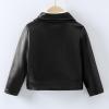 Baby PU Faux Leather Motorcycle Coat Toddler Infant Zipper Fall Winter Solid Color Long Sleeve Lapel (Black, 3-4 Years) view 3