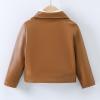 Baby PU Faux Leather Motorcycle Coat Toddler Infant Zipper Fall Winter Solid Color Long Sleeve Lapel (Brown, 3-4 Years) view 3