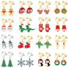 16 Pairs Christmas Clip on Earrings for Women Teen Girls Hypoallergenic Snowflake Christmas Tree Bow Bell Snowman Penguin Earrings Women Dangle Clip Christmas Earrings Bulk Xmas Holiday Jewelry view 1