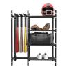 SGeneE Large Capacity Metal Baseball Equipment Storage Rack Stand Holder, Heavy Duty Vertical Multifunctional Organizers for Indoor Gym Garage Club, Save Space,Style1 view 4