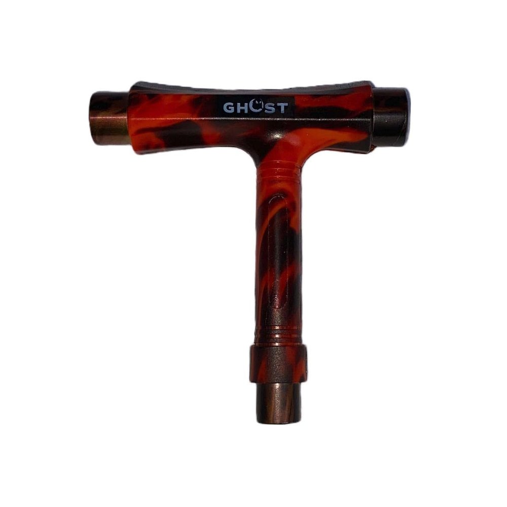 GHOST BOARDS Y3 Skateboard Tool Kit - All-in-One T Tool for Skateboard, Longboard, Roller & Skate - Multi-Function Portable Skate Tool with T-Type Allen Key & L-Type Phillips Head Wrench (Flames)