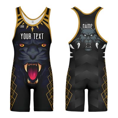 DIYUME Custom Bear Wrestling Singlet,Animal Pattern Powerlifting Singlet for Competition Team
