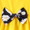 Axumity Kid Toddler Girls Clothes Outfits High-low Bowknot Top + Daisy Print Pants 2PC Girls Fall Pants Set(5-6T) view 3