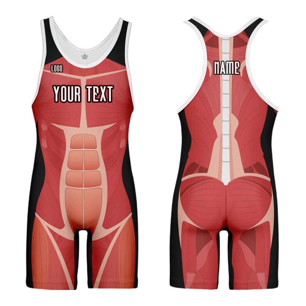 DIYUME Kids Mens Muscle Funny Wrestling Add TeamName Logo Singlet Suit Bodywear Uniform