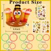 90shine 3Pcs Thanksgiving Turkey Ring Toss Games for Kids - Fall Inflatable Hat Toys with Stickers for Adults Family Activities Party Favors Indoor Outdoor - Style 2 view 3