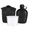 HXBER 3 Piece Canteen Kit with Aluminum Cup and Cover for Outdoor Camping Hiking Backpacking Survival view 1