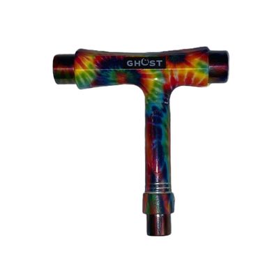 GHOST BOARDS Y3 Skateboard Tool Kit - All-in-One T Tool for Skateboard, Longboard, Roller & Skate - Multi-Function Portable Skate Tool with T-Type Allen Key & L-Type Phillips Head Wrench (Tie Die)