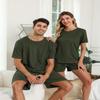 EISHOPEER Men's Ribbed Knit Pajamas 2 Piece Lounge Sets Matching Summe Outfits Sweatsuit Top and Shorts with Pockets Army Green XX-Large view 4