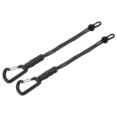 YOKIVE 2 Pcs Paracord Keychain with Clip, Men & Women Braided Lanyard Ring Hooks Adjustable Buckles | Great for Home Key, Camp Hike Backpacks (Black)