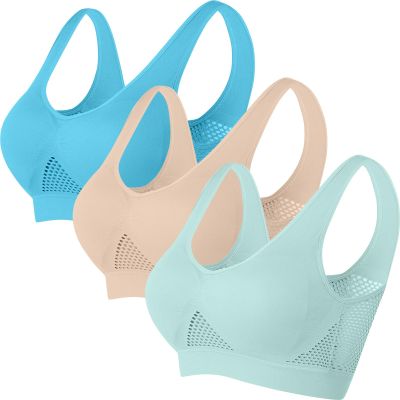 3 Packs Breathable Liftup Air Bra for Women Comfort Cool Sports Bras for Sagging Breasts Wireless Push Up Bralettes