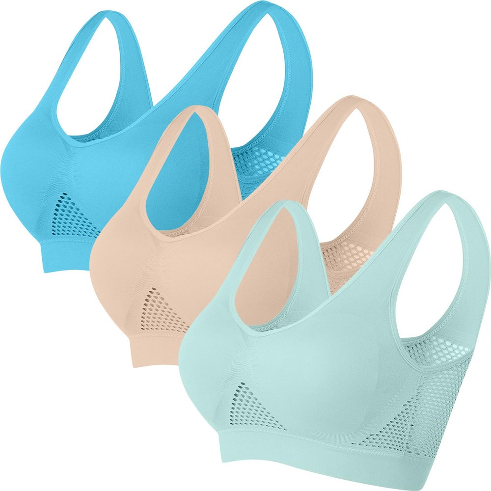 3 Packs Breathable Liftup Air Bra for Women Comfort Cool Sports Bras for Sagging Breasts Wireless Push Up Bralettes