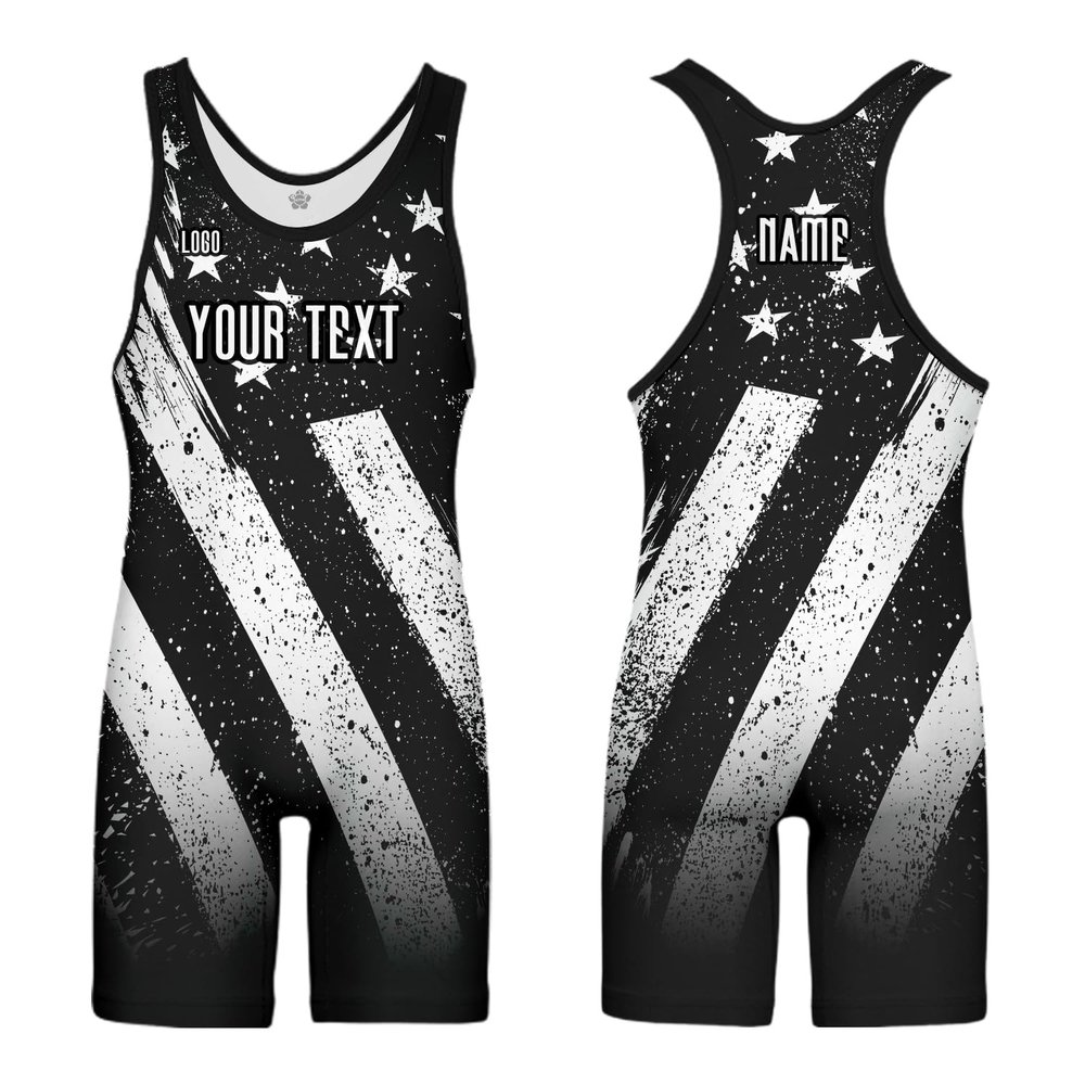 DIYUME Custom U.S.A. Tournament Wrestling Singlets Active Bodysuit Add Your Logo,Youth Mens Womens Sizes