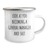 Funny Gifts for General Manager Birthday Unique Gifts Becoming a General Manager and Shit Camping Mug, Stainless Steel with Enamel Finish, 12oz Capacity, Perfect for Him or Her, Gifts from Friends view 2