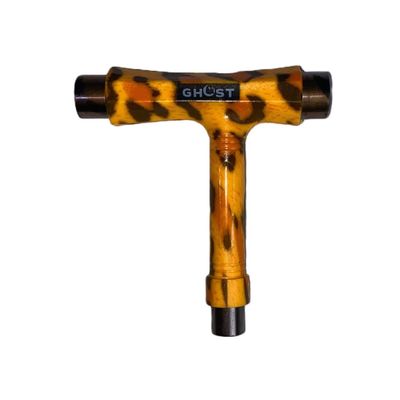GHOST BOARDS Y3 Skateboard Tool Kit - All-in-One T Tool for Skateboard, Longboard, Roller & Skate - Multi-Function Portable Skate Tool with T-Type Allen Key & L-Type Phillips Head Wrench (Leopard)