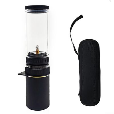 Portable Outdoor Gas Lamp, Gas Lantern Dreamlike Candle Lamp Portable Tent Lantern Glass Mantle Lantern for Camping, for Hiking, Fishing(with Gas Box Black)