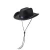 Doloame Kids Girls Boys Cowboy Hats Wide Brim Western Cowgirl Hat with Adjustable Strap Fedora Hat Outfits Accessory (Black, ONE SIZE) view 3