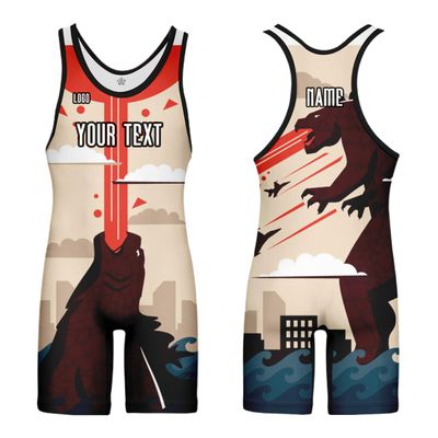 DIYUME Custom Cartoon Wrestling Singlet Slim Fit Powerlifting Singlet for Men Women Youth Plus Size