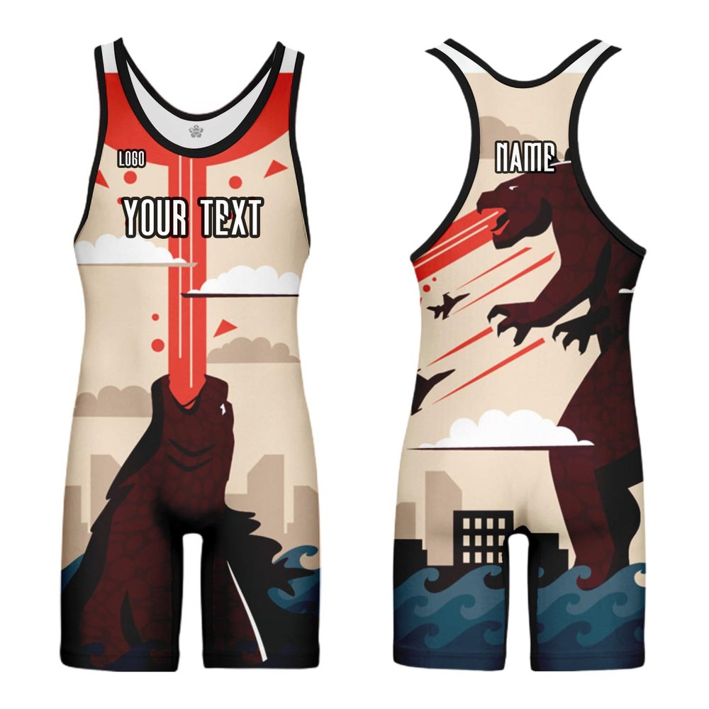 DIYUME Custom Cartoon Wrestling Singlet Slim Fit Powerlifting Singlet for Men Women Youth Plus Size