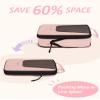 BAGSMART Compression Packing Cubes for Travel, 6/5/4set Lightweight Packing Organizers, Summer Travel Essentials Suitcase Organizer Bags Set, Compressible 4 Set/Beige view 4